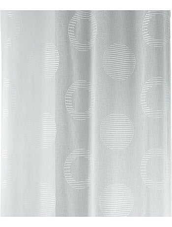 Cortina transparente bordada con motivos redondos y círculos a rayas