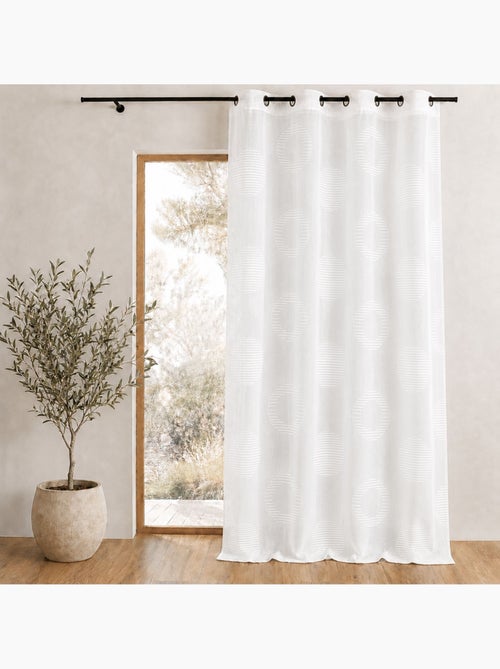 Cortina transparente bordada con motivos redondos y círculos a rayas - Kiabi Cortina transparente bordada con motivos redondos y círculos a rayas - Kiabi