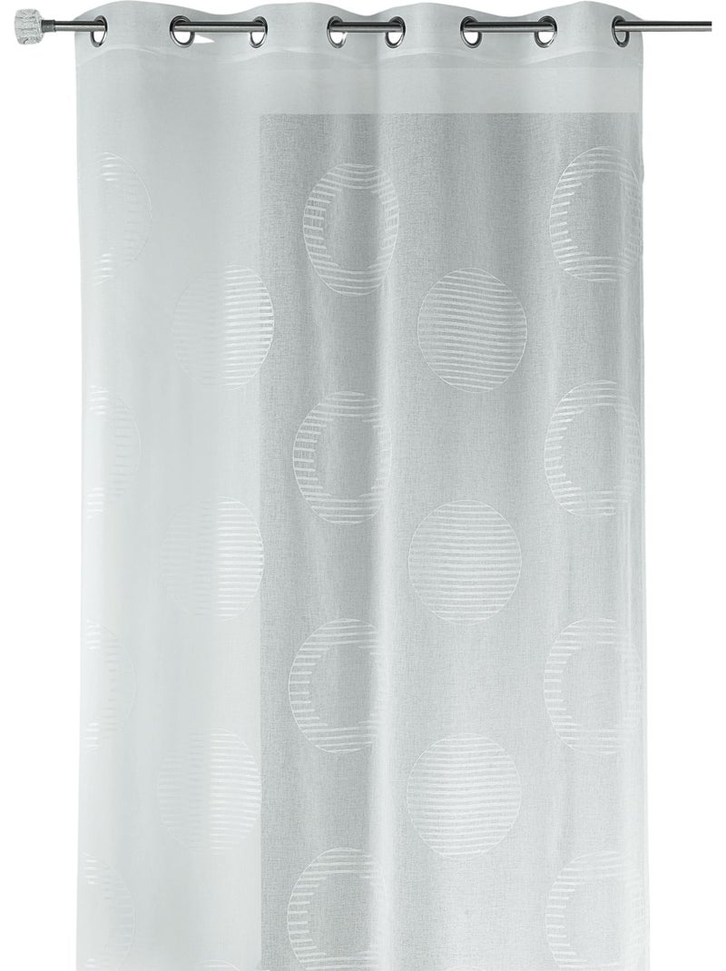 Cortina transparente bordada con motivos redondos y círculos a rayas Blanco - Kiabi