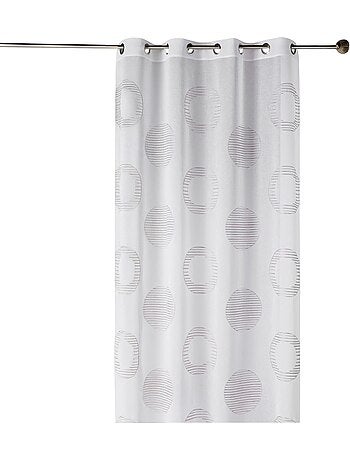 Cortina transparente bordada con motivos redondos y círculos a rayas