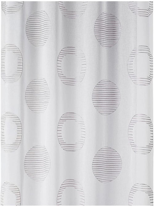 Cortina transparente bordada con motivos redondos y círculos a rayas - Kiabi Cortina transparente bordada con motivos redondos y círculos a rayas - Kiabi