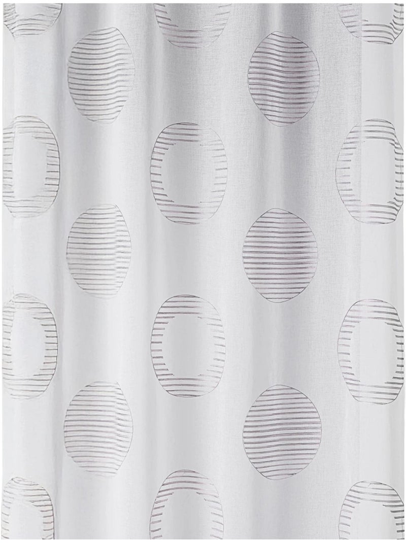 Cortina transparente bordada con motivos redondos y círculos a rayas Gris claro - Kiabi