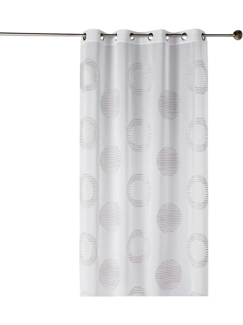 Cortina transparente bordada con motivos redondos y círculos a rayas - Kiabi Cortina transparente bordada con motivos redondos y círculos a rayas - Kiabi