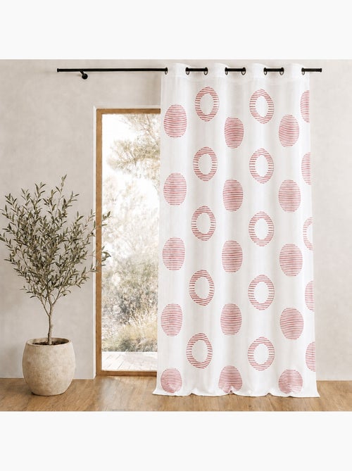 Cortina transparente bordada con motivos redondos y círculos a rayas - Kiabi Cortina transparente bordada con motivos redondos y círculos a rayas - Kiabi