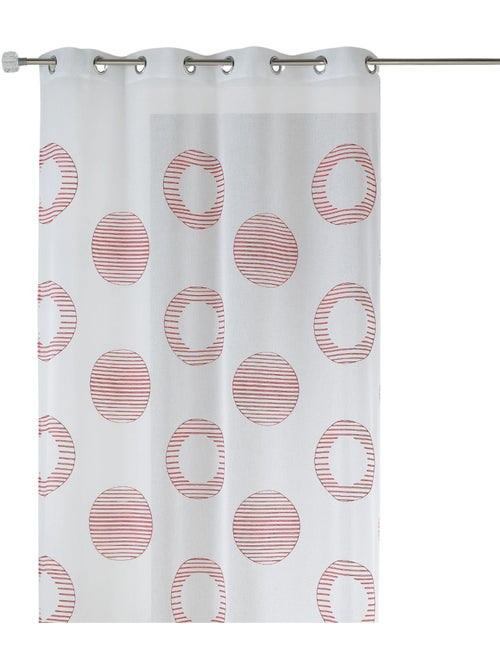 Cortina transparente bordada con motivos redondos y círculos a rayas - Kiabi Cortina transparente bordada con motivos redondos y círculos a rayas - Kiabi