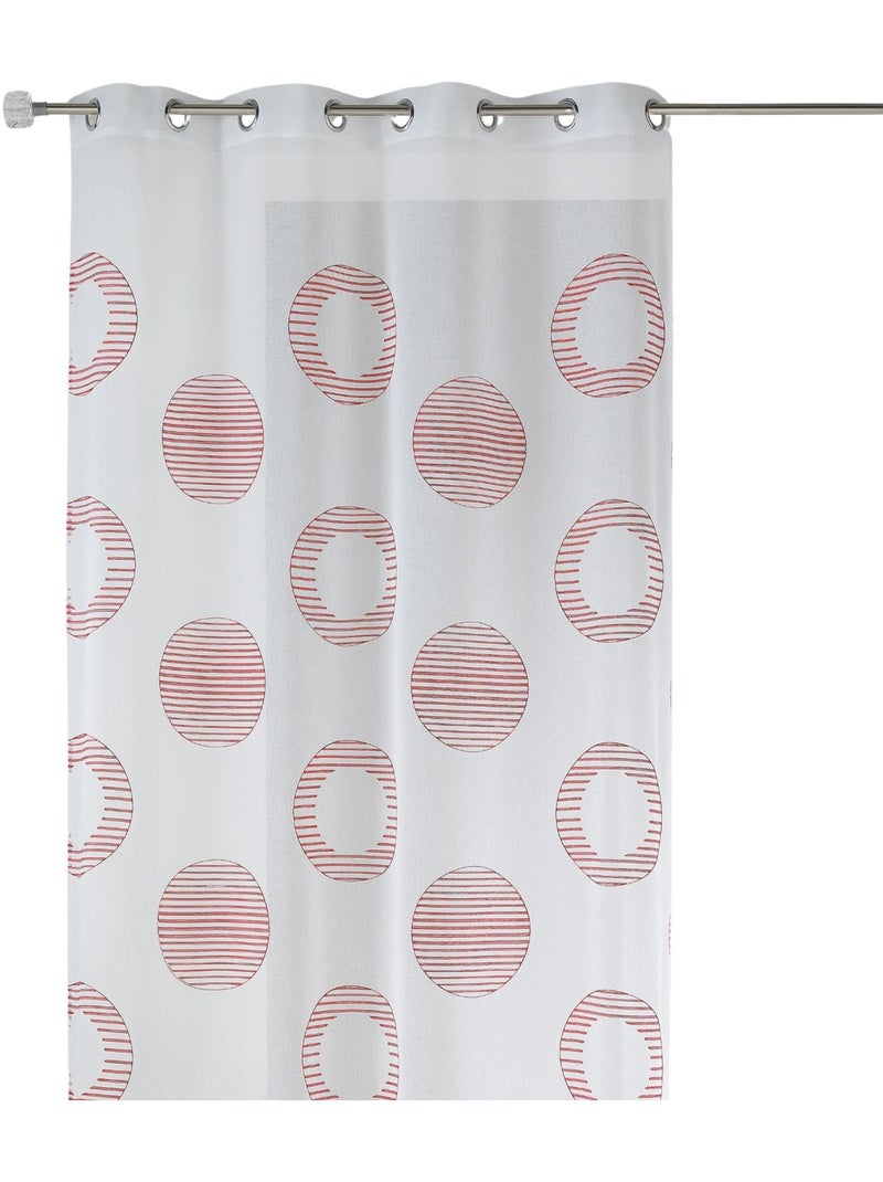 Cortina transparente bordada con motivos redondos y círculos a rayas Rojo ladrillo - Kiabi
