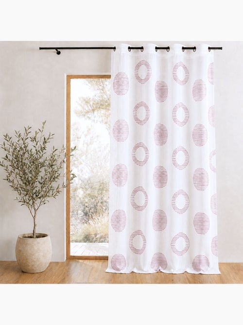Cortina transparente bordada con motivos redondos y círculos a rayas - Kiabi Cortina transparente bordada con motivos redondos y círculos a rayas - Kiabi