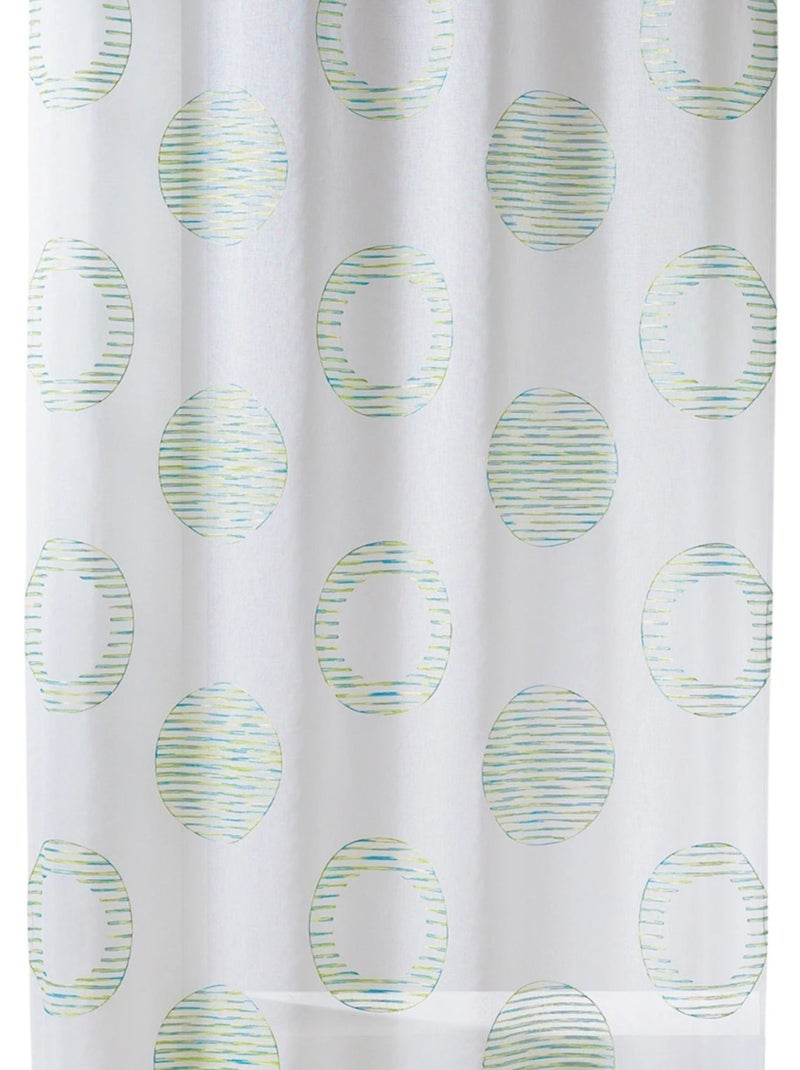 Cortina transparente bordada con motivos redondos y círculos a rayas Verde tilo - Kiabi