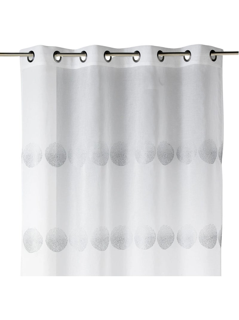 Cortina transparente bordada con rayas horizontales de lunares Blanco - Kiabi