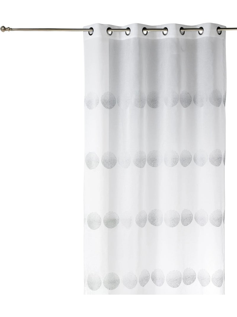 Cortina transparente bordada con rayas horizontales de lunares Blanco - Kiabi