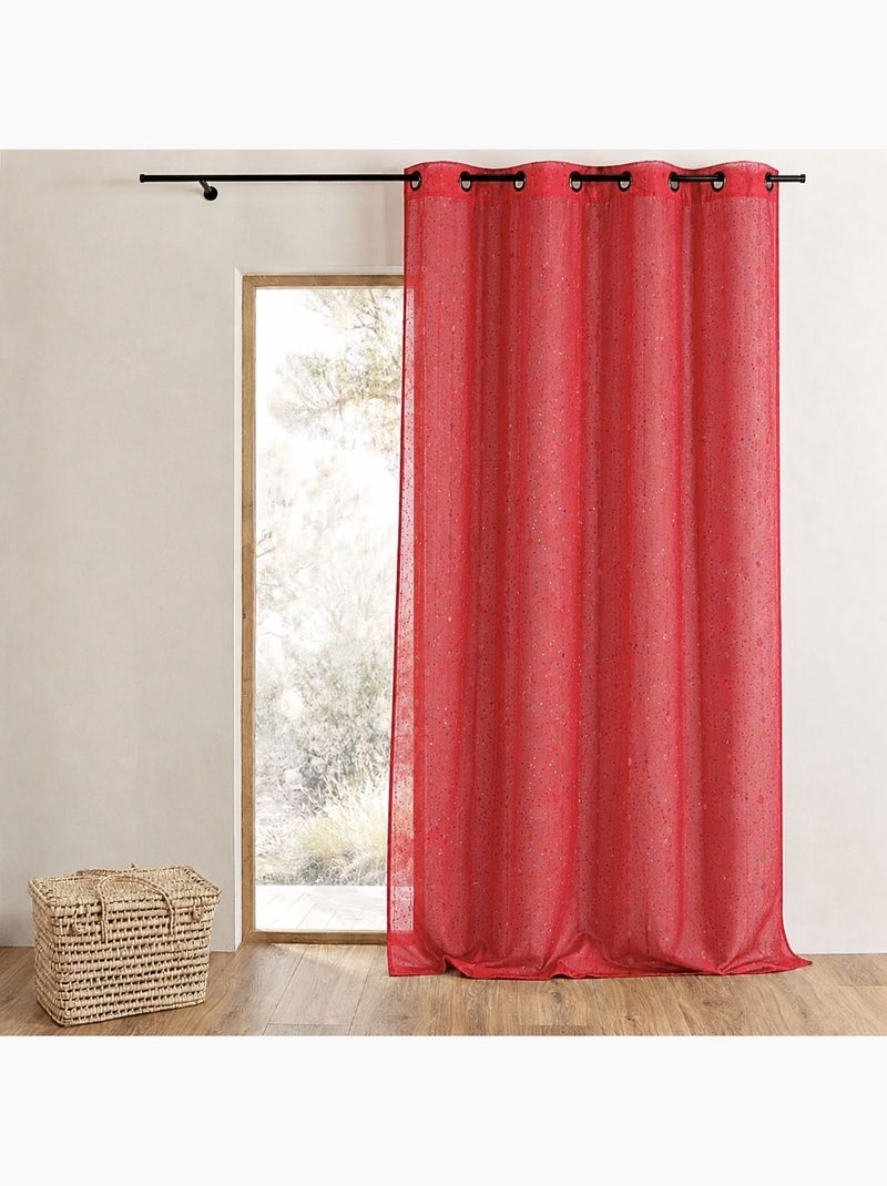 Cortina transparente estampada con pequeños lunares de colores Rojo - Kiabi