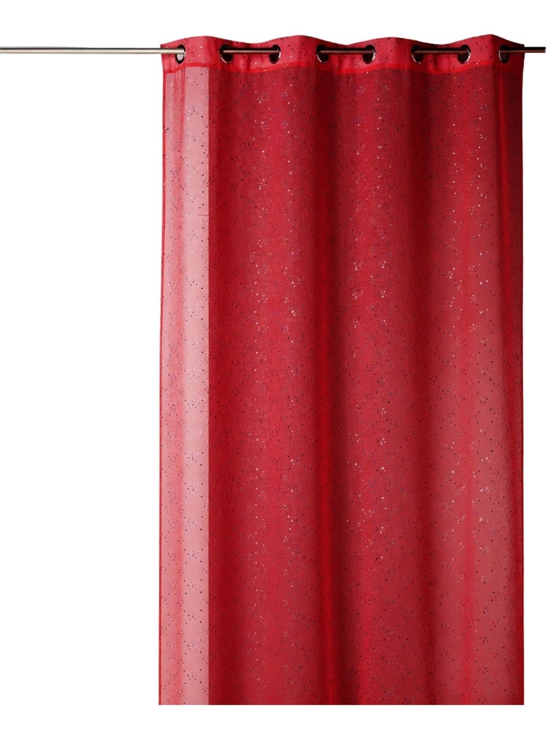 Cortina transparente estampada con pequeños lunares de colores Rojo - Kiabi