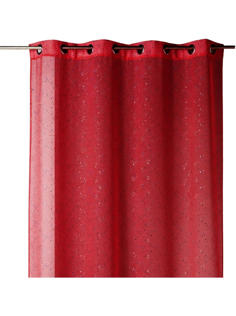 Cortina transparente estampada con pequeños lunares de colores Rojo - Kiabi