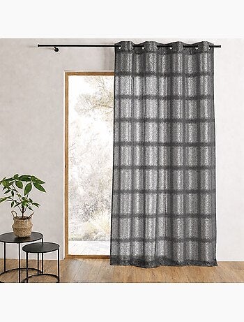 Cortina transparente estampada con reflejos plateados