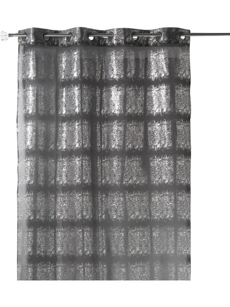 Cortina transparente estampada con reflejos plateados Negro - Kiabi