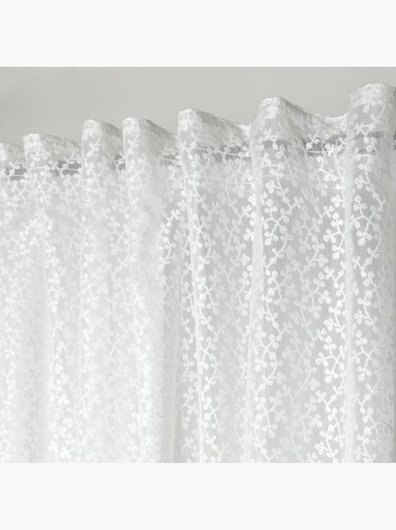 Cortina vaporosa con fruncidos y estampado floral Blanco - Kiabi