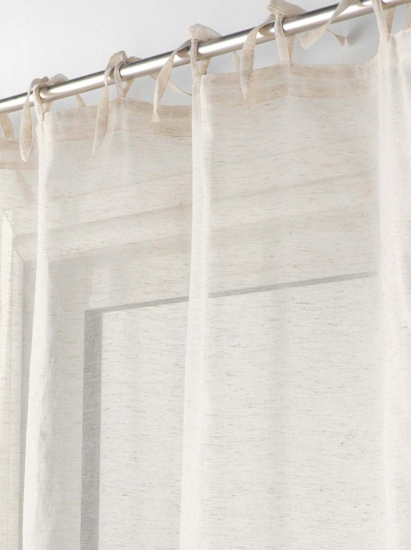 Cortina vaporosa con lazos, efecto lino, tejida Beige - Kiabi