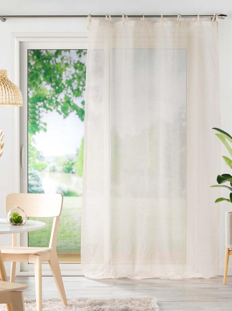 Cortina vaporosa con lazos, efecto lino, tejida Beige - Kiabi