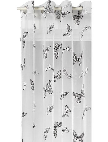 Cortina vaporosa con ojales y estampado de mariposas