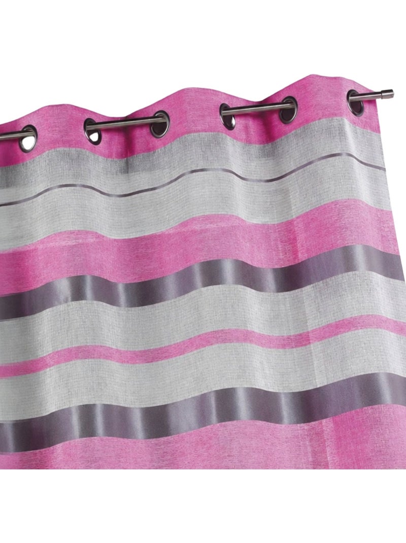 Cortina vaporosa con rayas bayadères horizontales Rosa fucsia - Kiabi