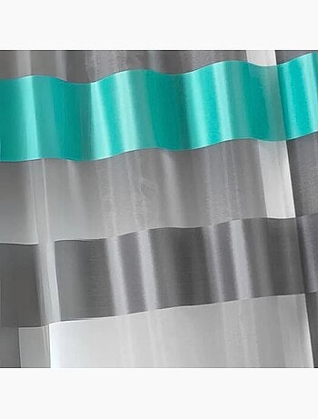 Cortina vaporosa con rayas horizontales anchas de dos tejidos