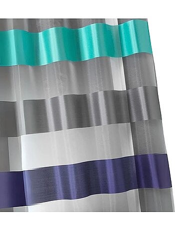 Cortina vaporosa con rayas horizontales anchas de dos tejidos