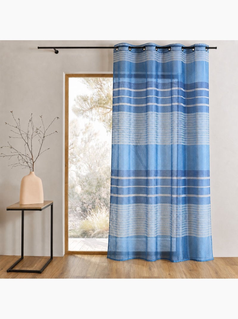 Cortina vaporosa con rayas horizontales de colores Azul ultramar - Kiabi