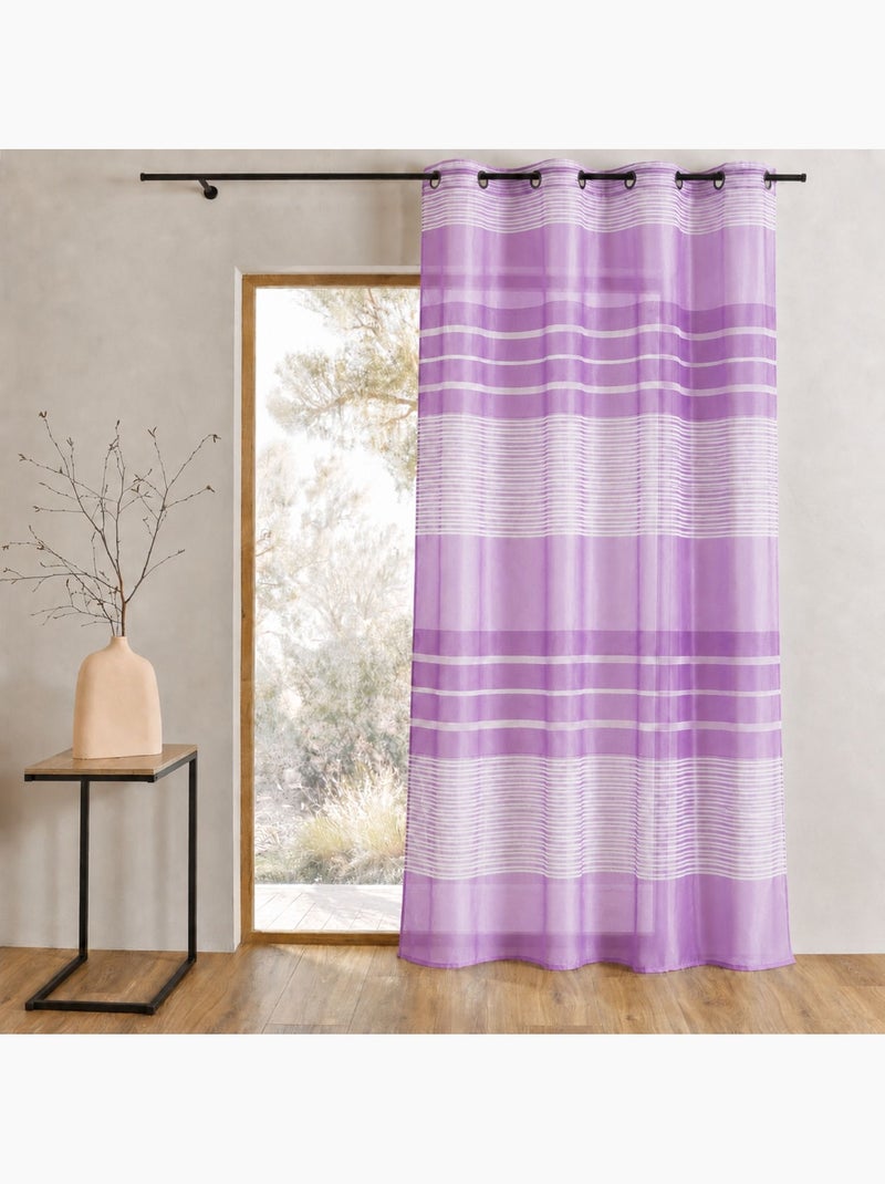 Cortina vaporosa con rayas horizontales de colores Malva chiaro - Kiabi