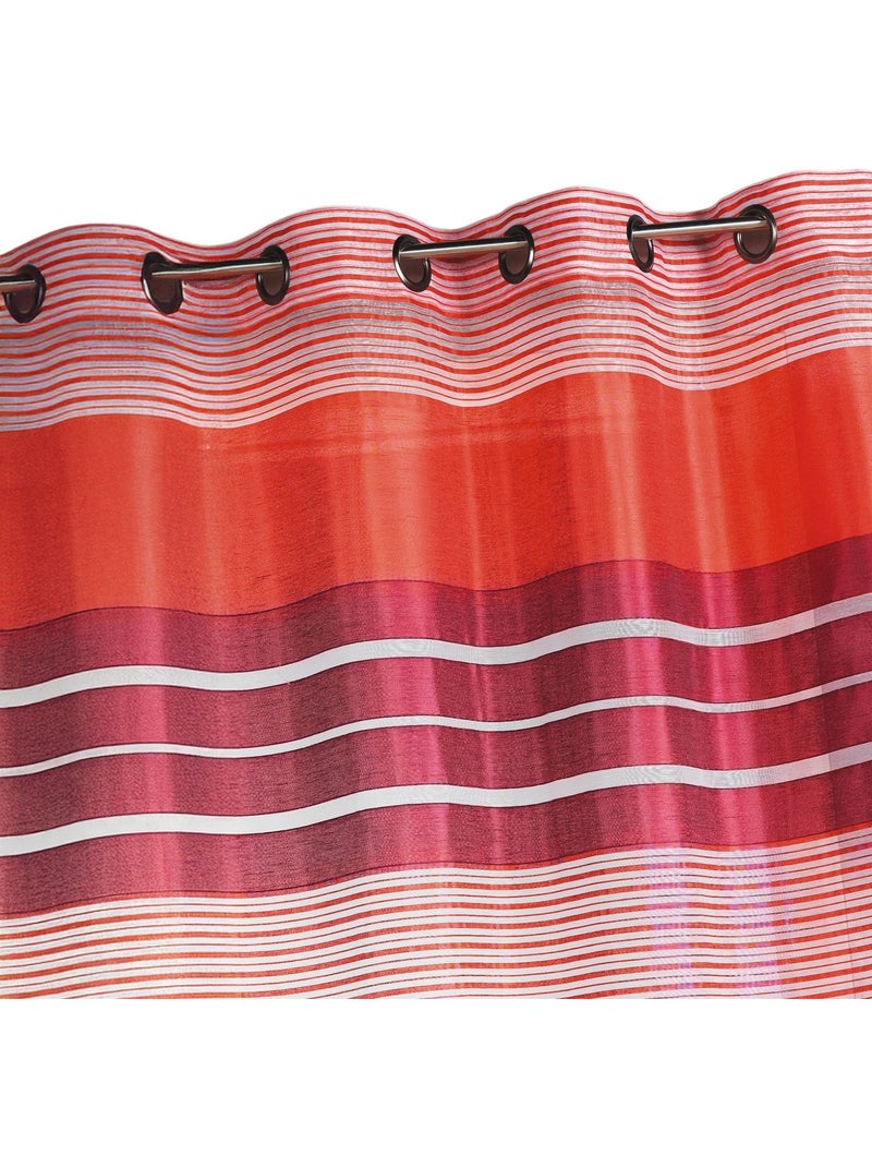 Cortina vaporosa con rayas horizontales de colores Rojo ladrillo - Kiabi