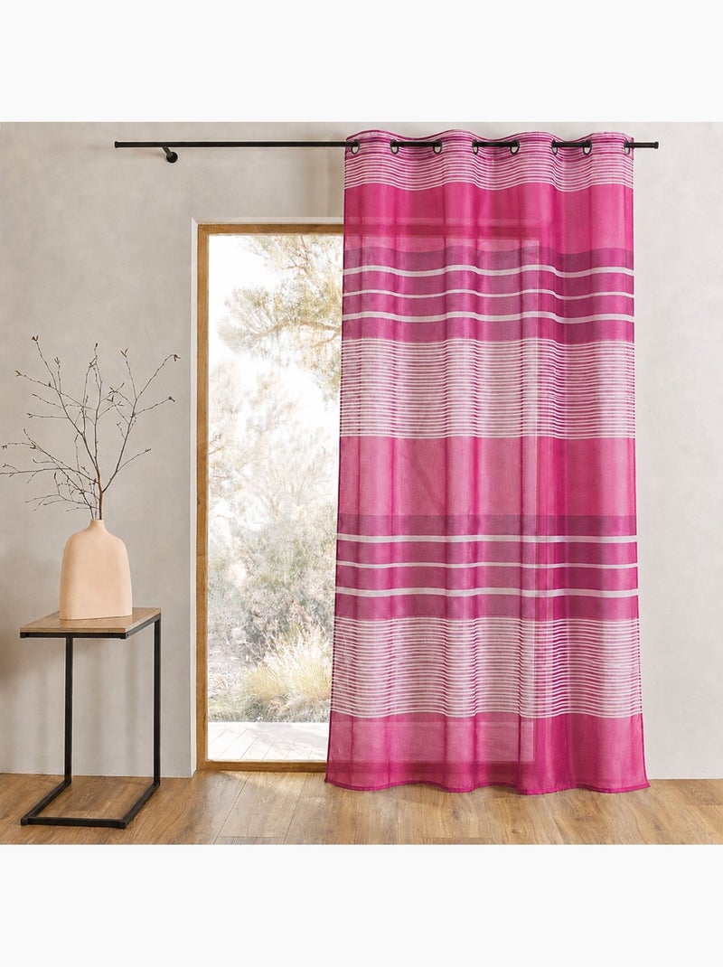 Cortina vaporosa con rayas horizontales de colores Rosa frambuesa - Kiabi