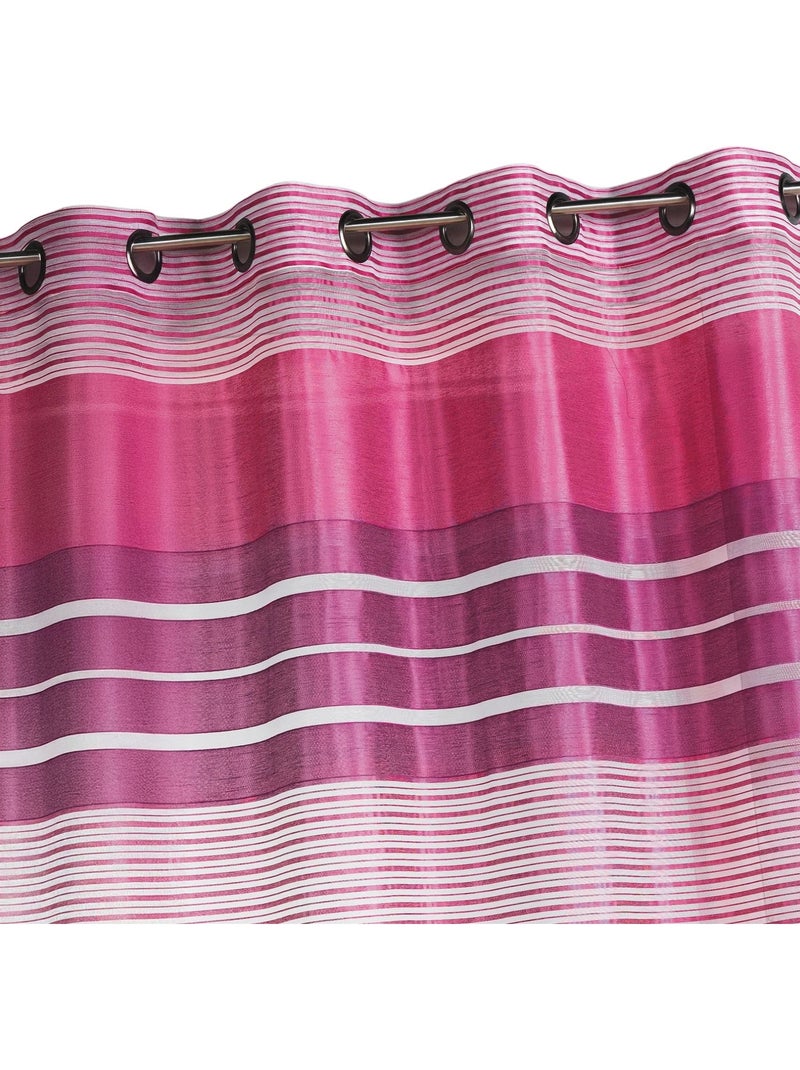 Cortina vaporosa con rayas horizontales de colores Rosa frambuesa - Kiabi
