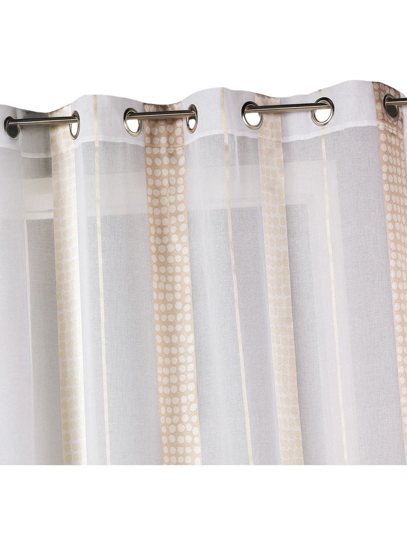 Cortina vaporosa con rayas verticales y lunares Beige - Kiabi