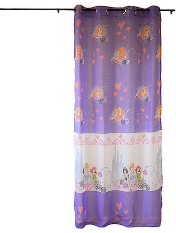 Cortina vaporosa estampada con motivos de princesas
