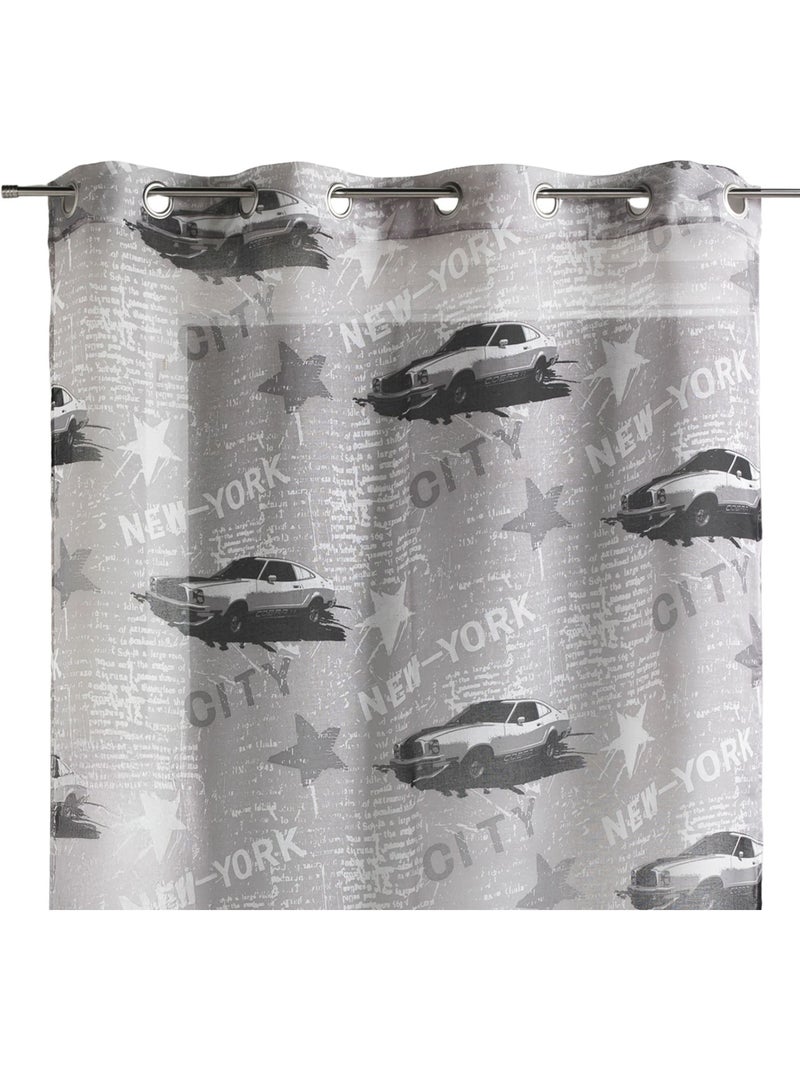Cortina vaporosa estampada «New York», lista para colocar Gris claro - Kiabi
