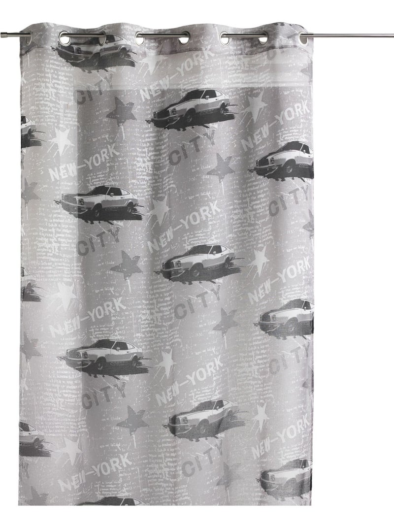 Cortina vaporosa estampada «New York», lista para colocar Gris claro - Kiabi
