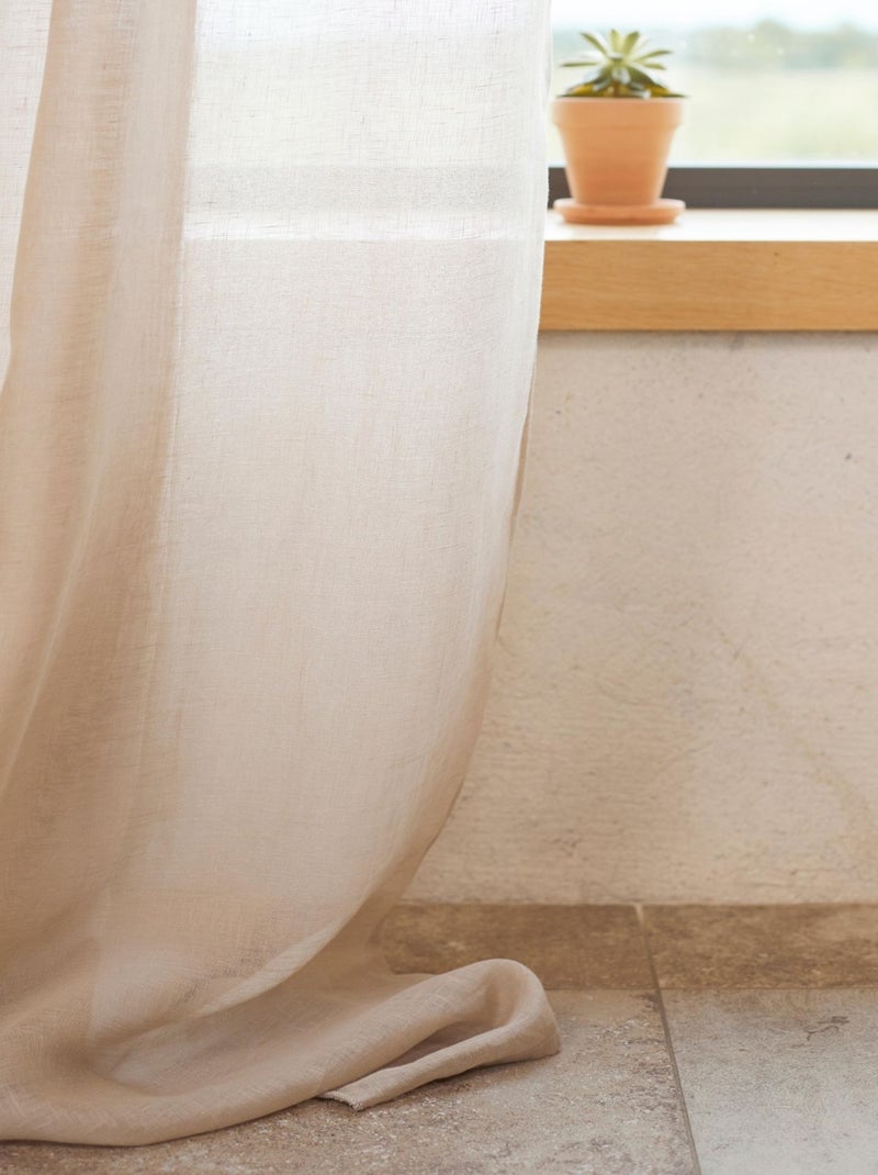 Cortina visillo 100% lino Madera natural - Kiabi