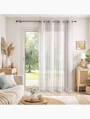 Cortina visillo de organza a rayas