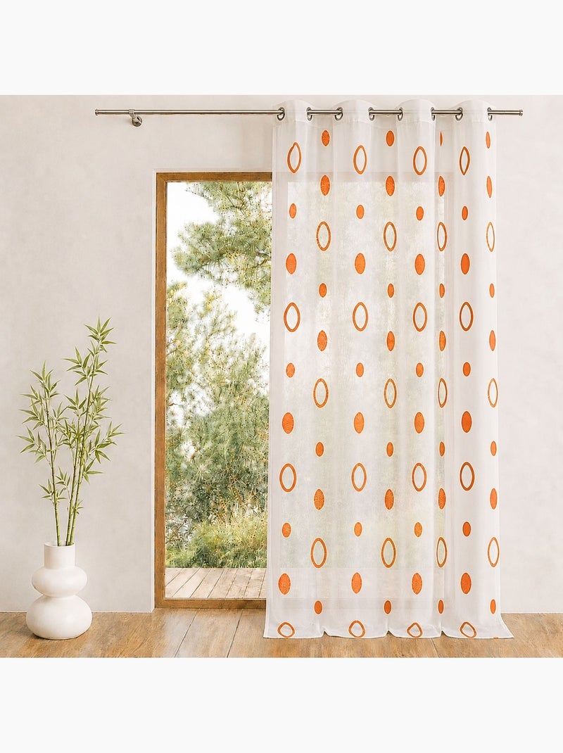 Cortinas de colores con círculos listas para instalar Naranja - Kiabi