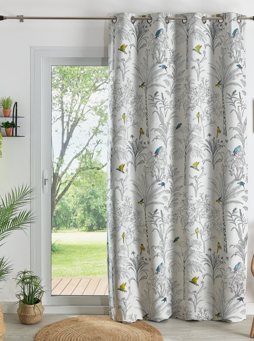 Cortinas de jacquard con estampado de flores y loros - Kiabi
