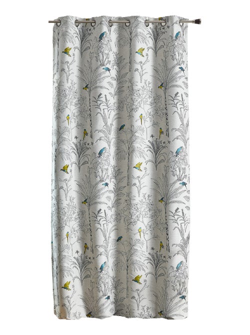 Cortinas de jacquard con estampado de flores y loros - Kiabi