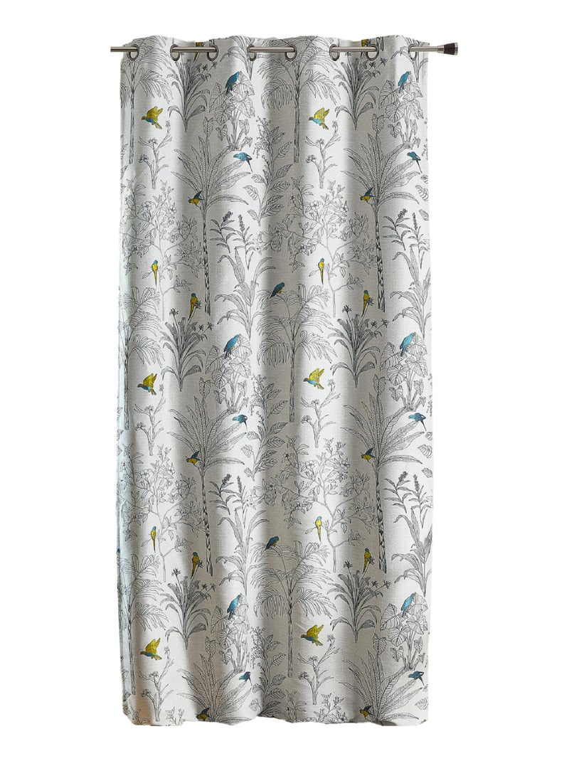 Cortinas de jacquard con estampado de flores y loros Azul - Kiabi