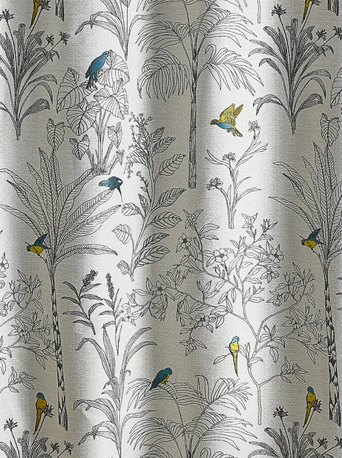 Cortinas de jacquard con estampado de flores y loros - Kiabi