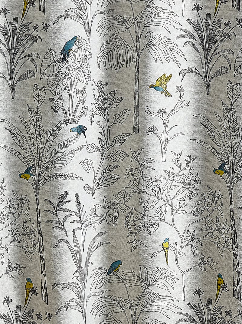 Cortinas de jacquard con estampado de flores y loros Azul - Kiabi