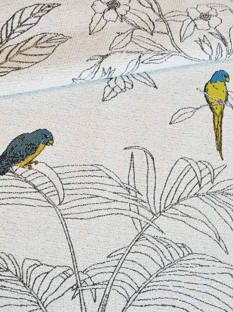 Cortinas de jacquard con estampado de flores y loros Azul - Kiabi