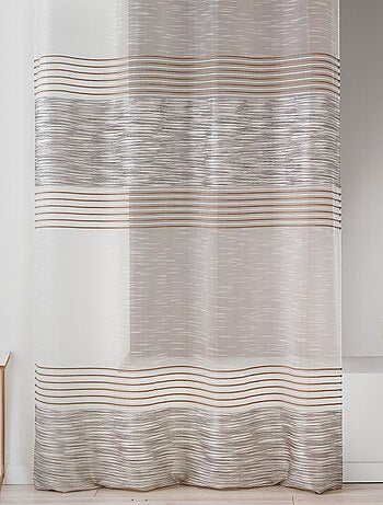 Cortinas de rayas horizontales blancas y naturales