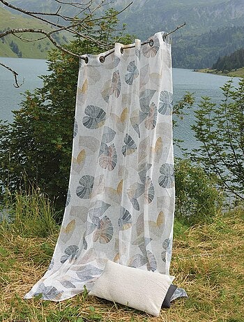 Cortinas de visillo con estampado de hojas