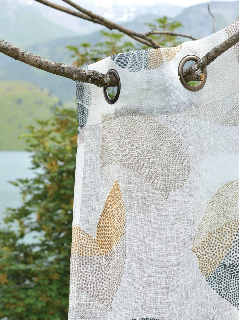 Cortinas de visillo con estampado de hojas Marrón claro - Kiabi