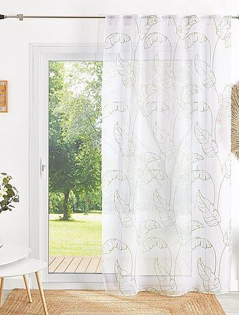 Cortinas de visillo con estampado de hojas y pestañas ocultas