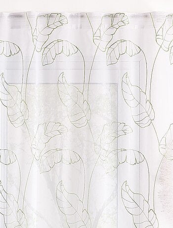 Cortinas de visillo con estampado de hojas y pestañas ocultas