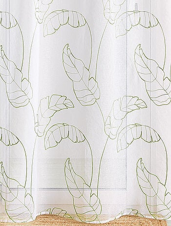 Cortinas de visillo con estampado de hojas y pestañas ocultas